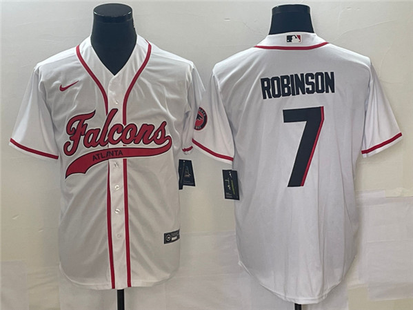 Atlanta Falcons #7 Bijan Robinson White With Patch Cool Base Stitched Baseball Jersey